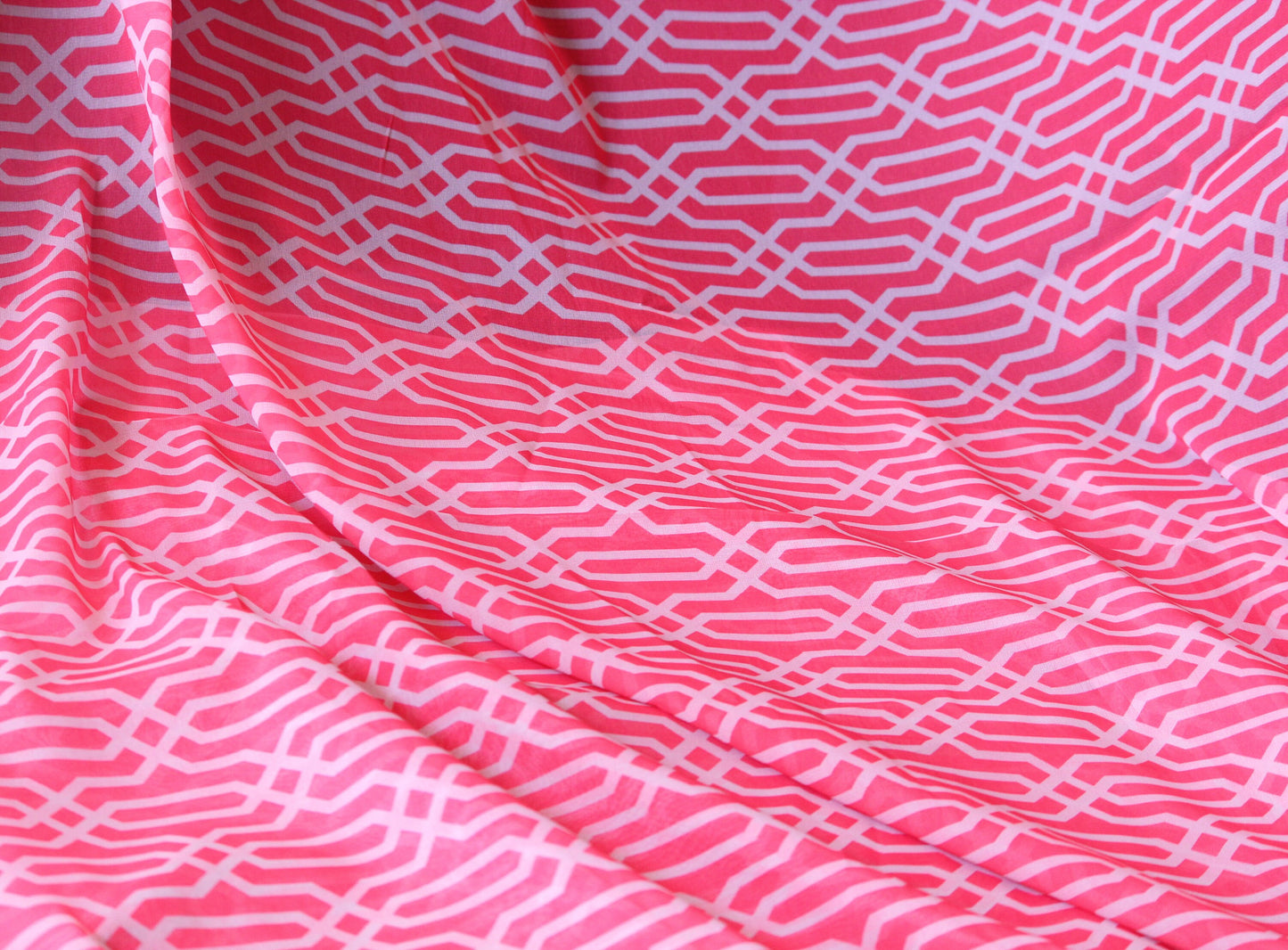 1 yard-strawberry red geometric print chiffon fabric by the yard-deltic print sheer chiffon fabric-soft semi sheer fabric