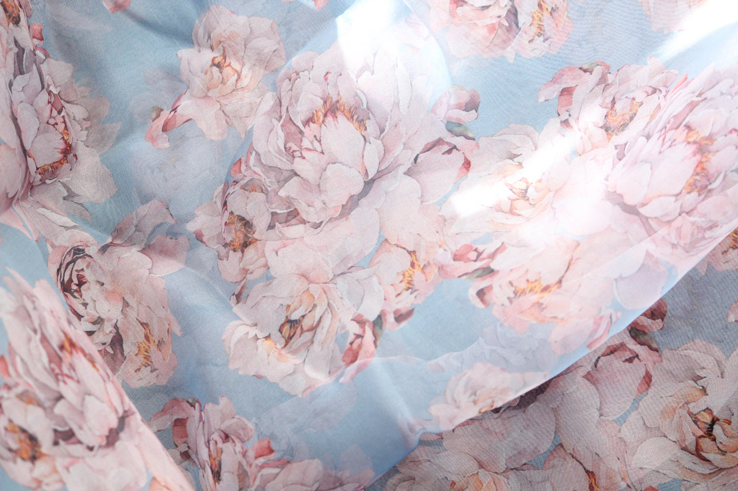 Organza fabric by the yard-Gorgeous watercolor look roses printed organza fabric