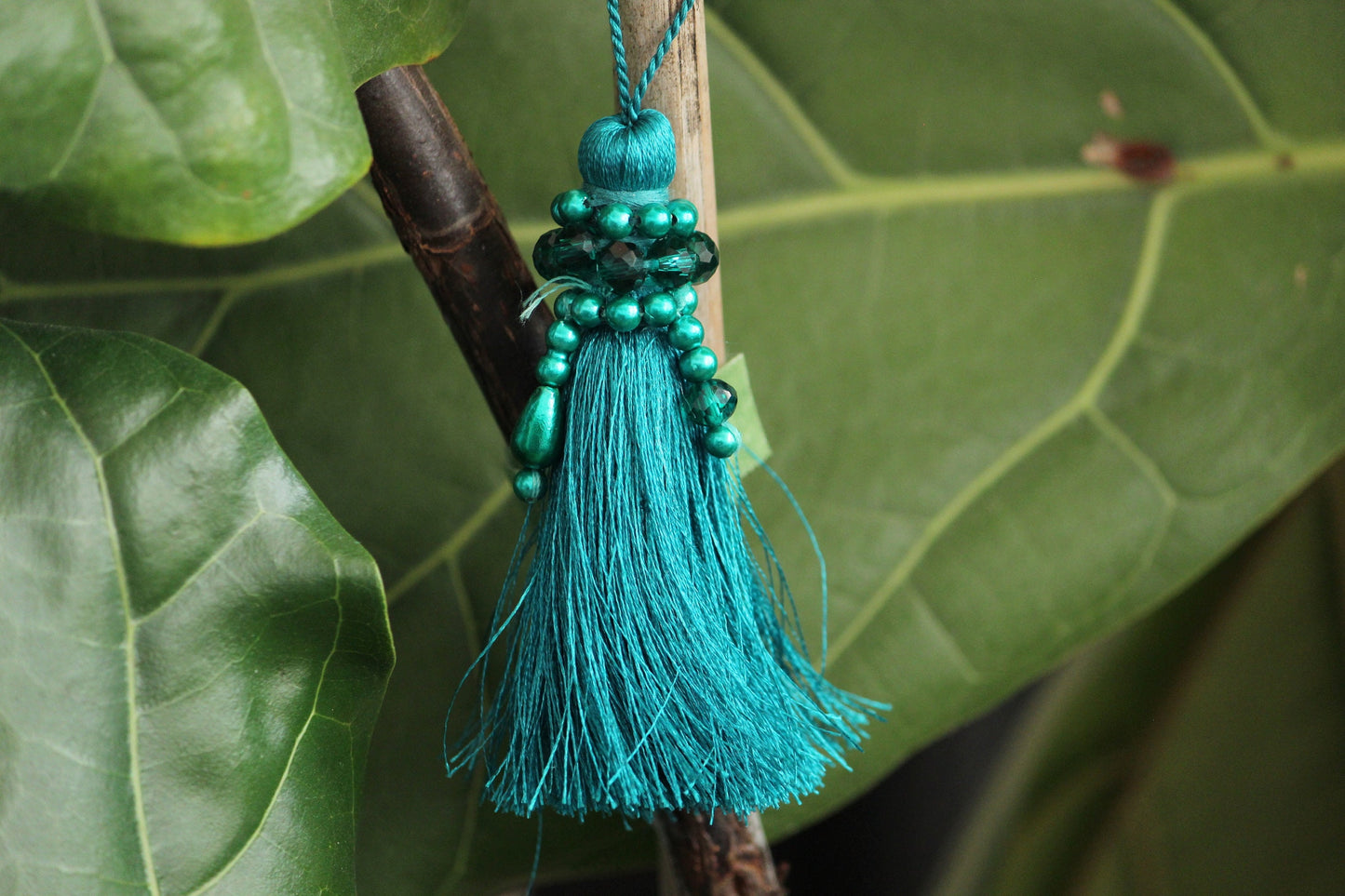 Tassel trim- Thread tassels-tassel charm- Teal tassel-boho tassel-holiday ribbon- tassel earring