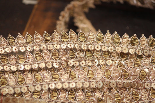 Ribbon by the yard- gold edging ribbon -woven Indian embroidery ribbon-holiday ribbon- gift wrap- wedding ribbon