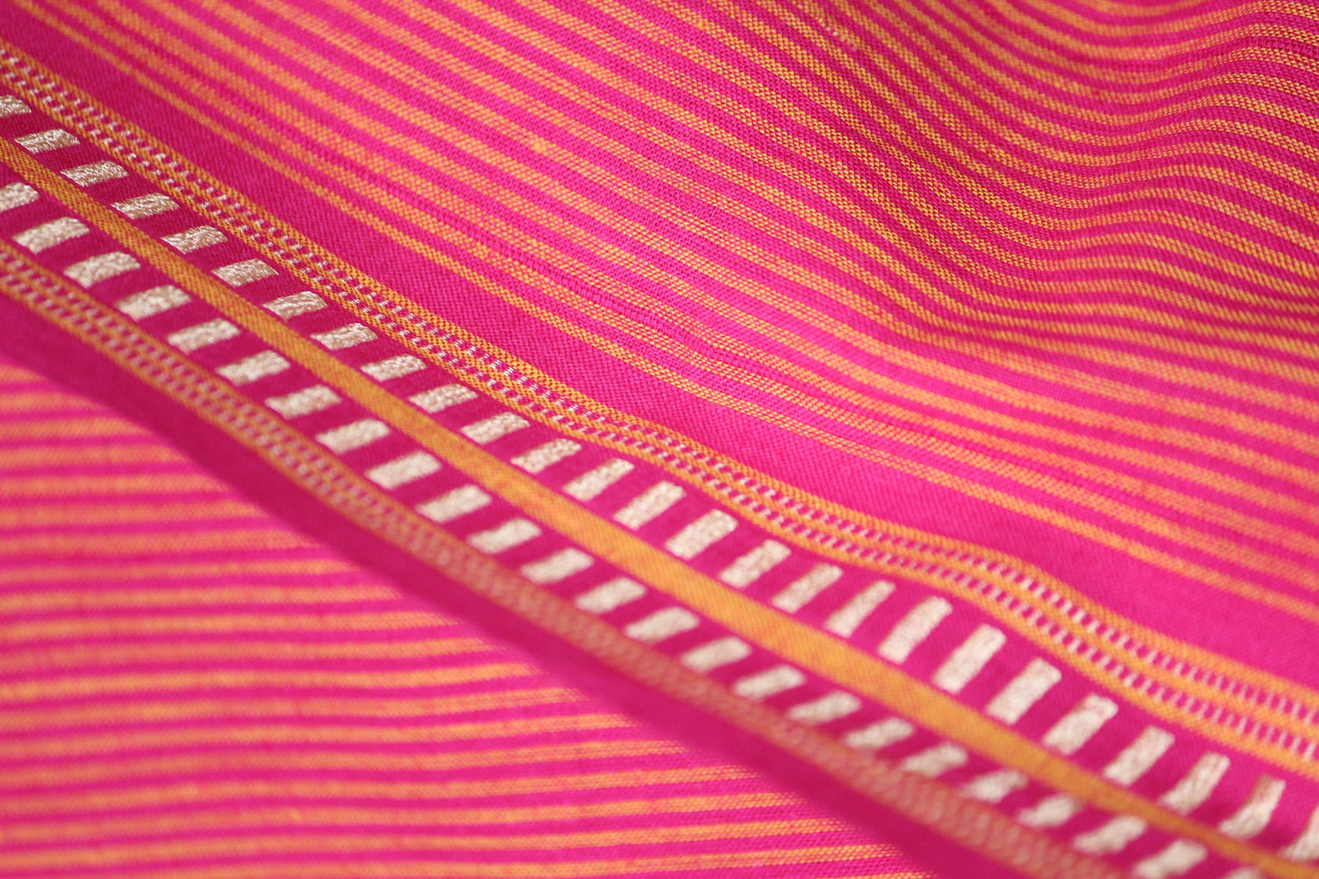 One yard-Pink yellow woven pin stripe fabric-Fuchsia stripe fabric-border pattern fabric-double sided woven pattern fabric-dot cotton