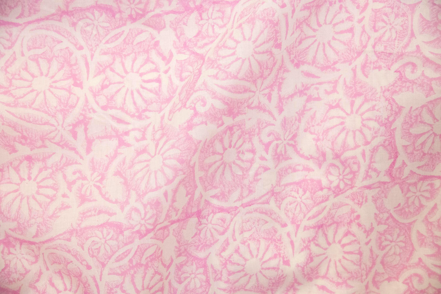 1 yard-Monotone baby pink floral hand block printed cotton fabric-dress fabric/quilting/diy home decor/hair accessories fabric