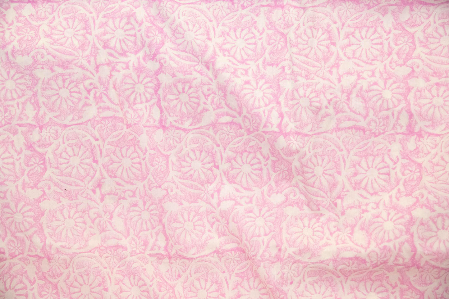 1 yard-Monotone baby pink floral hand block printed cotton fabric-dress fabric/quilting/diy home decor/hair accessories fabric