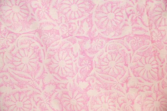 1 yard-Monotone baby pink floral hand block printed cotton fabric-dress fabric/quilting/diy home decor/hair accessories fabric