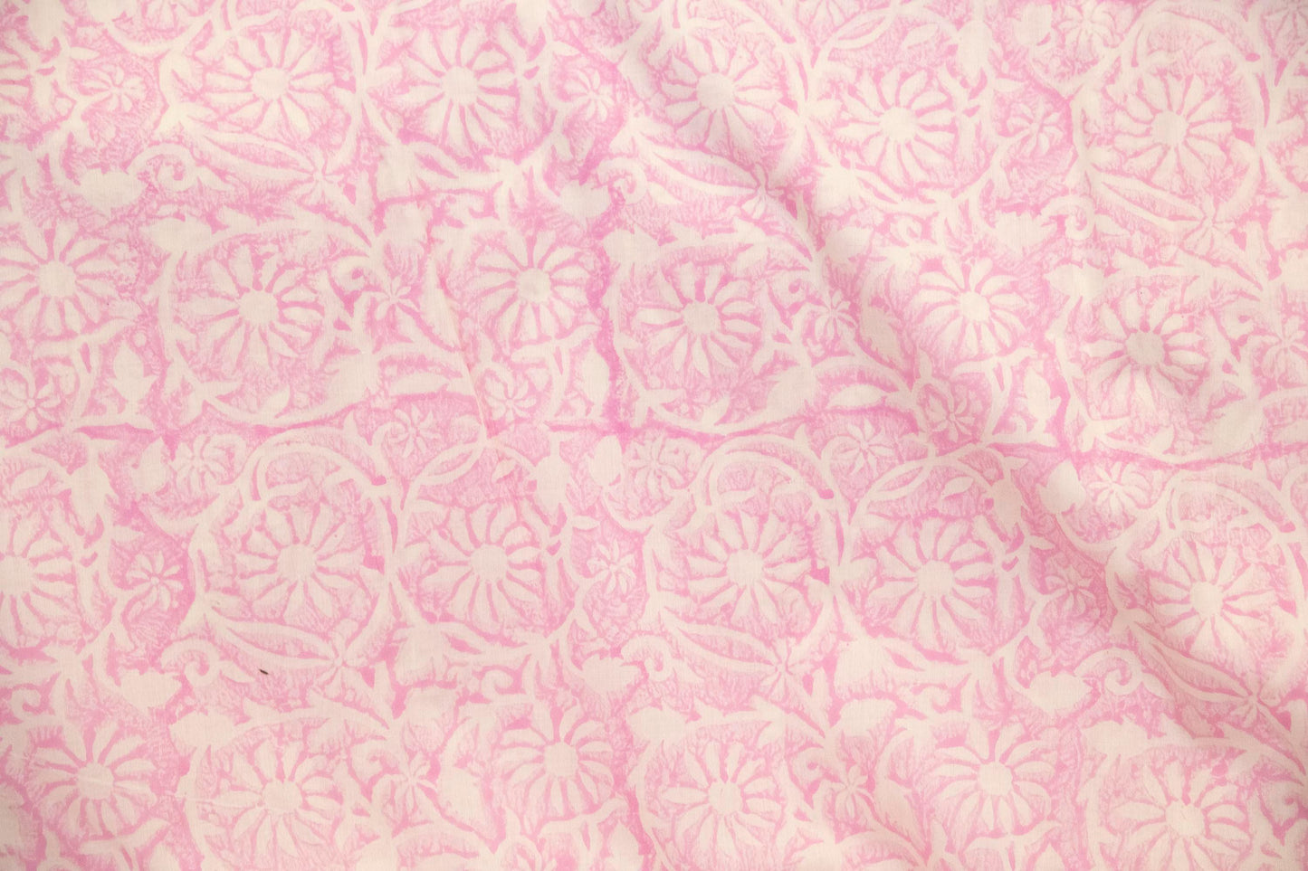 1 yard-Monotone baby pink floral hand block printed cotton fabric-dress fabric/quilting/diy home decor/hair accessories fabric