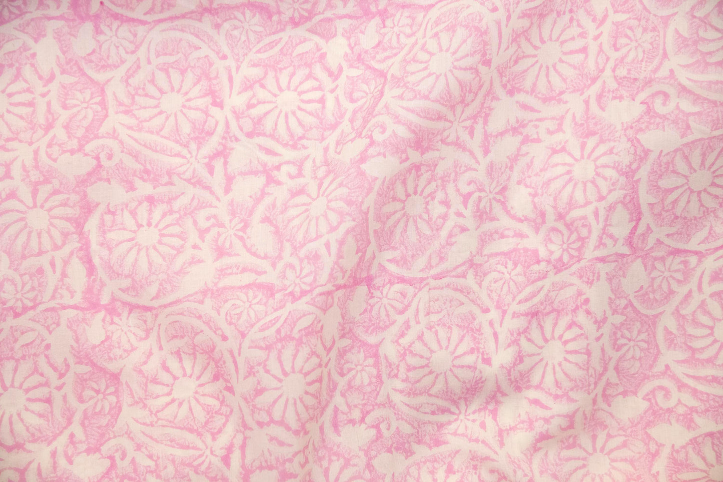 1 yard-Monotone baby pink floral hand block printed cotton fabric-dress fabric/quilting/diy home decor/hair accessories fabric