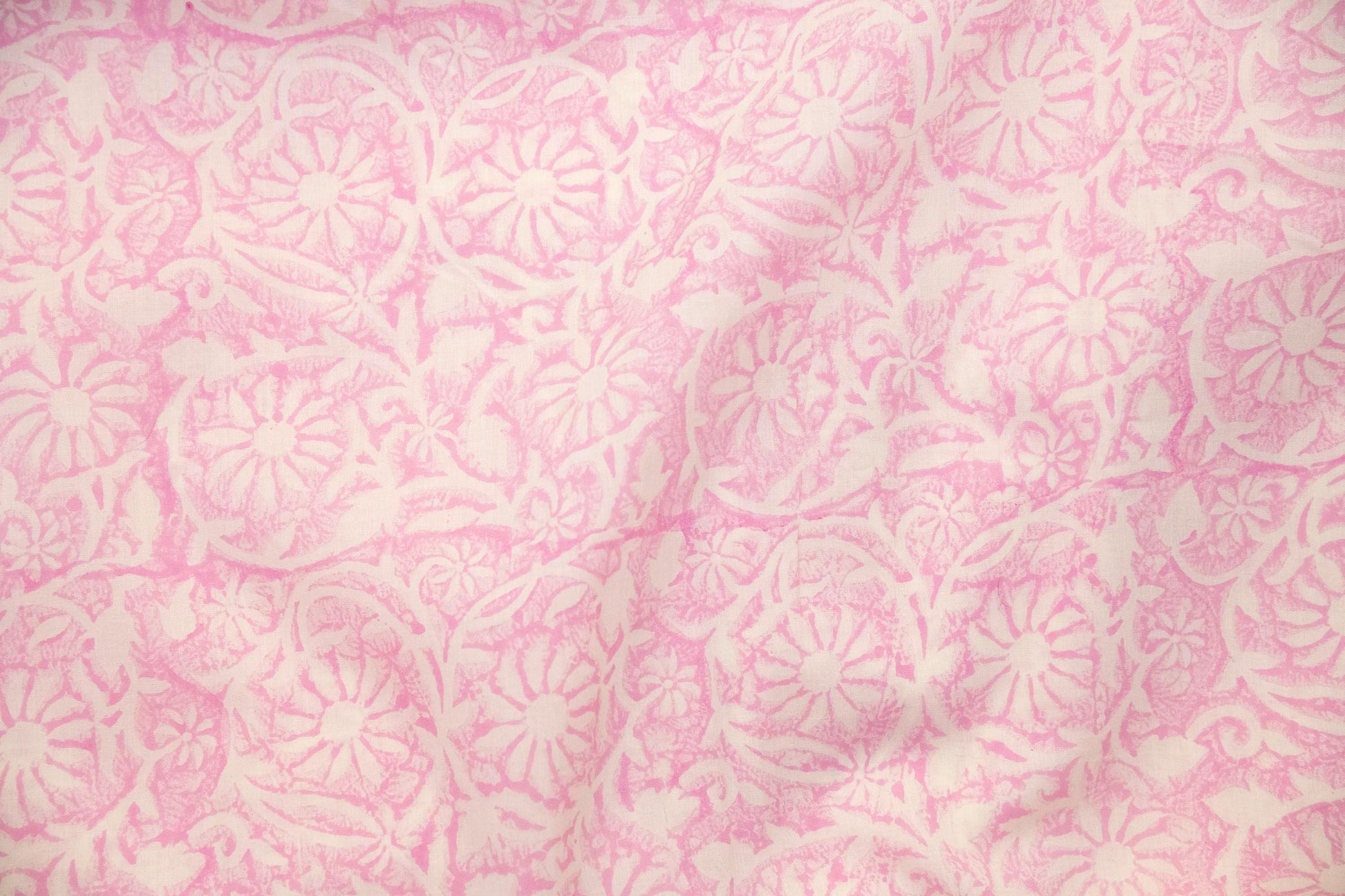 1 yard-Monotone baby pink floral hand block printed cotton fabric-dress fabric/quilting/diy home decor/hair accessories fabric