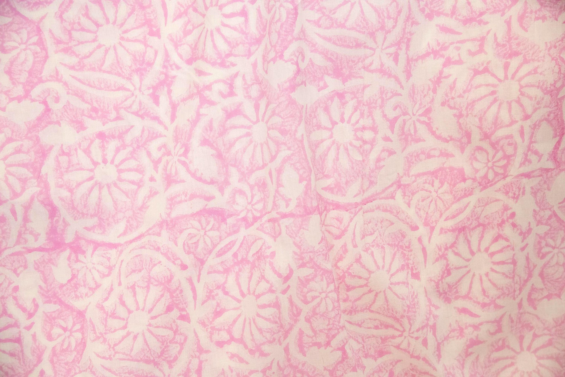 1 yard-Monotone baby pink floral hand block printed cotton fabric-dress fabric/quilting/diy home decor/hair accessories fabric