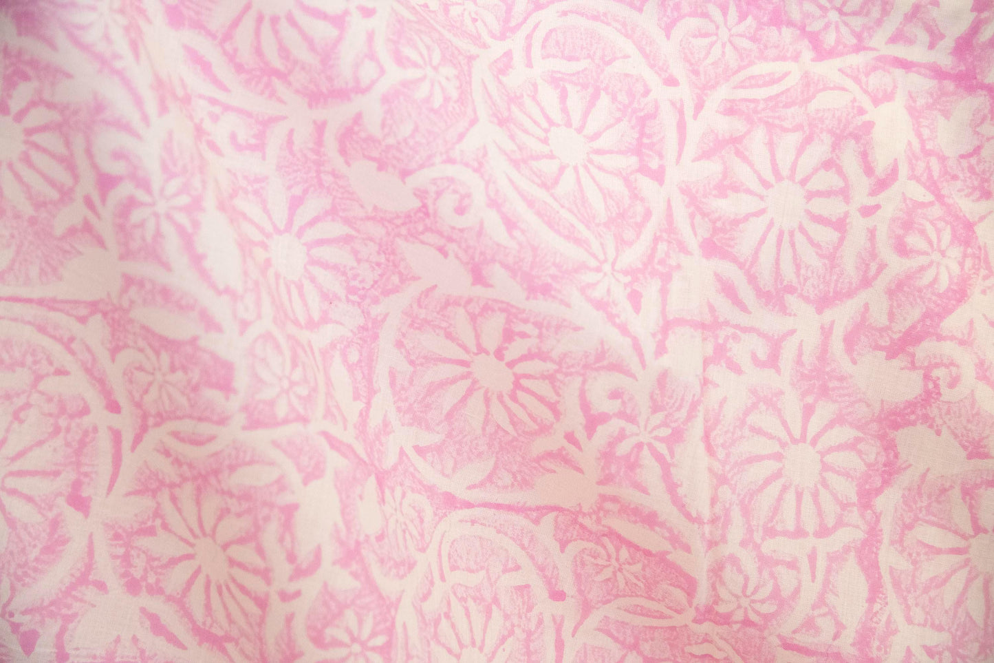 1 yard-Monotone baby pink floral hand block printed cotton fabric-dress fabric/quilting/diy home decor/hair accessories fabric