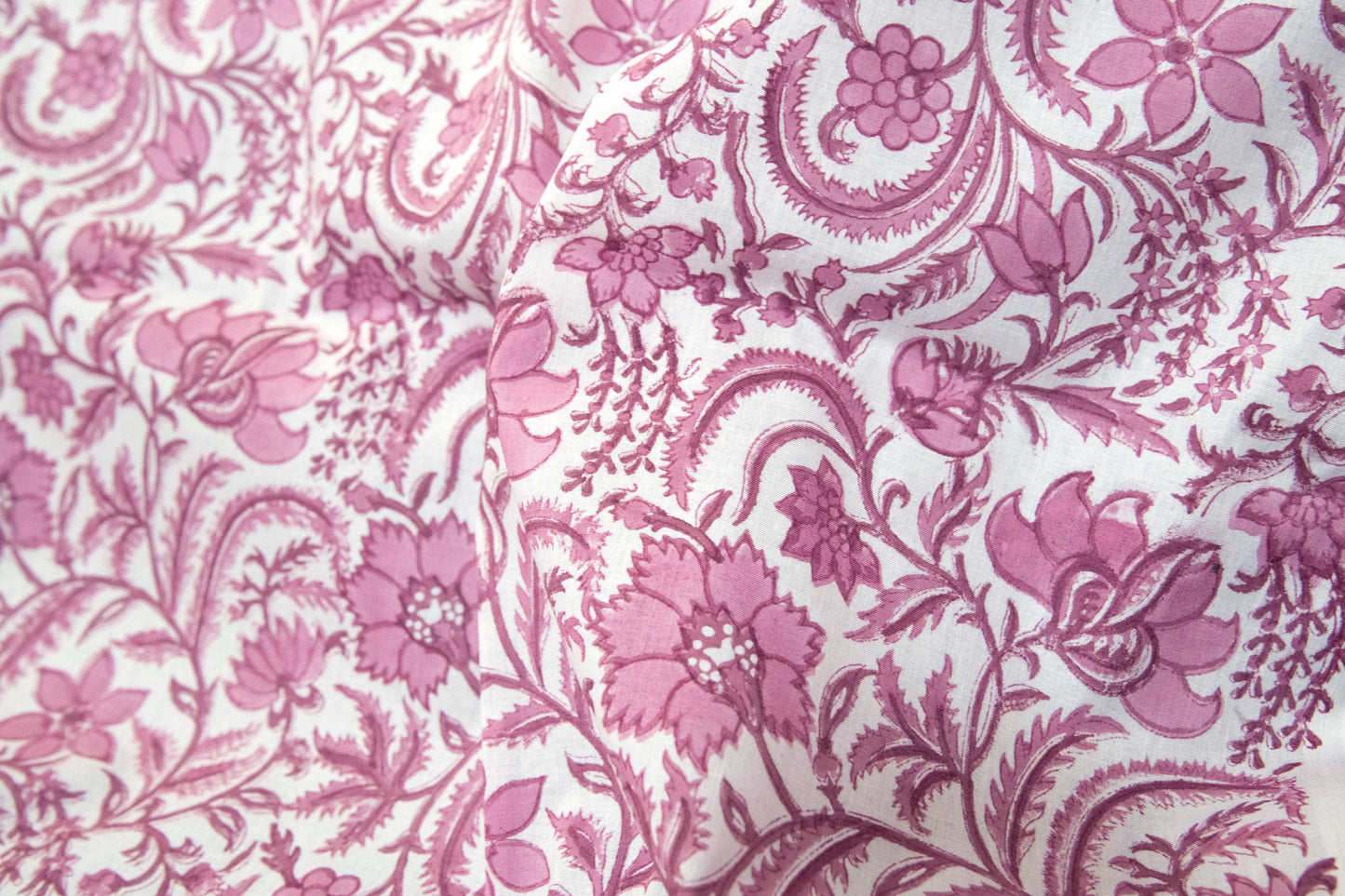 1 yard-Monotone dusty rose vines floral hand block printed cotton fabric-dress fabric/quilting/diy home decor/hair accessories fabric