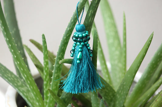 Tassel trim- Thread tassels-tassel charm- Teal tassel-boho tassel-holiday ribbon- tassel earring