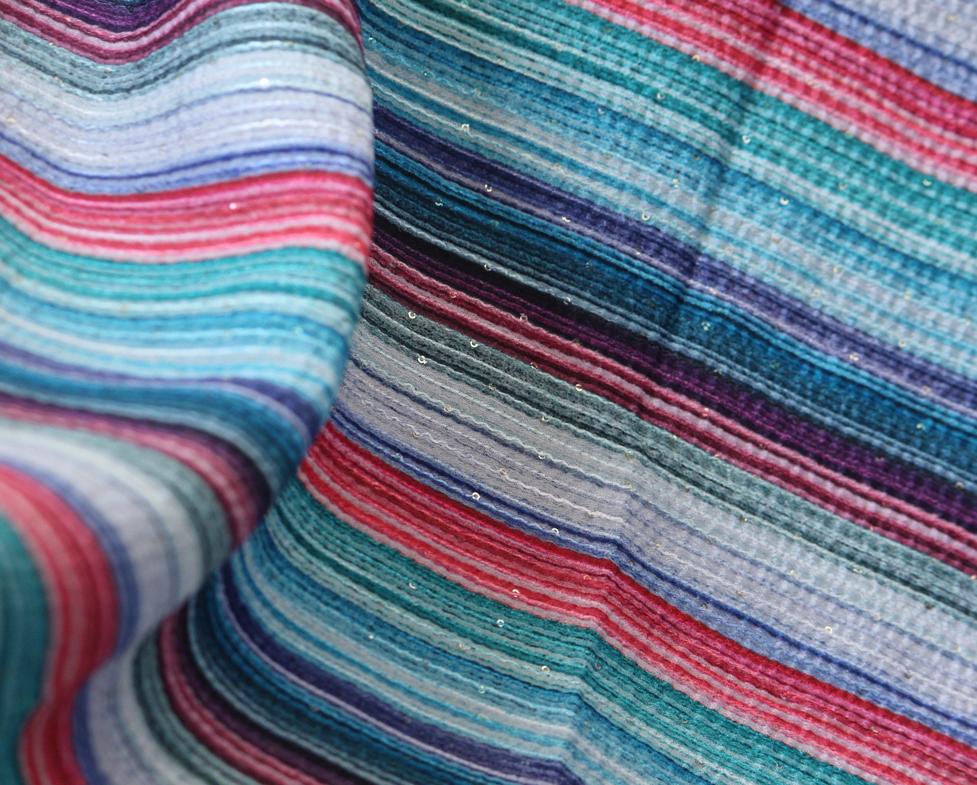 Multicolor stripe embroidery fabric by half yard sequin embroidery-Indian embellished fabric-Indian embroidery fabric