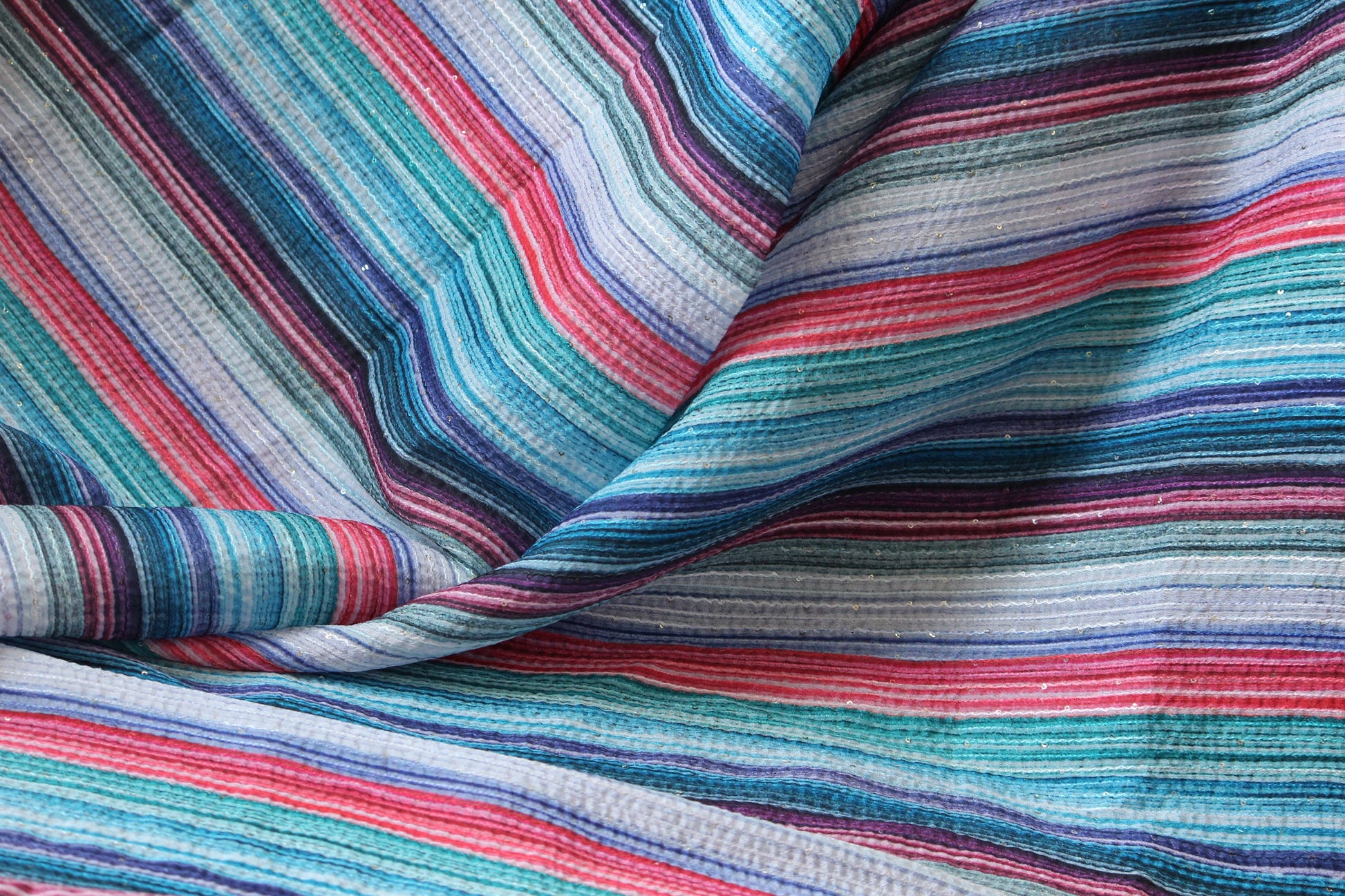 Multicolor stripe embroidery fabric by half yard sequin embroidery-Indian embellished fabric-Indian embroidery fabric