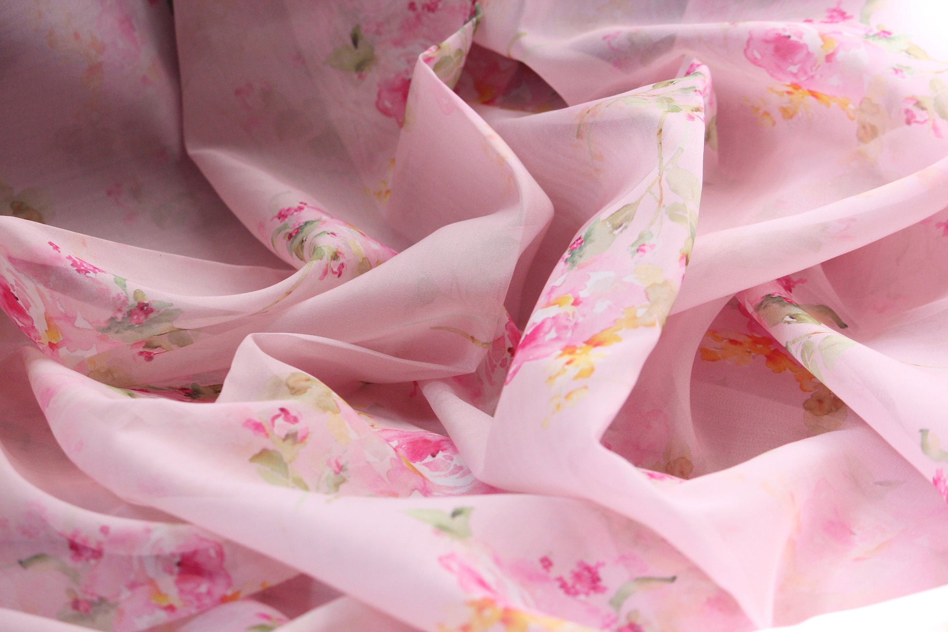 Blush pink organza fabric by the yard-Gorgeous watercolor look roses printed
