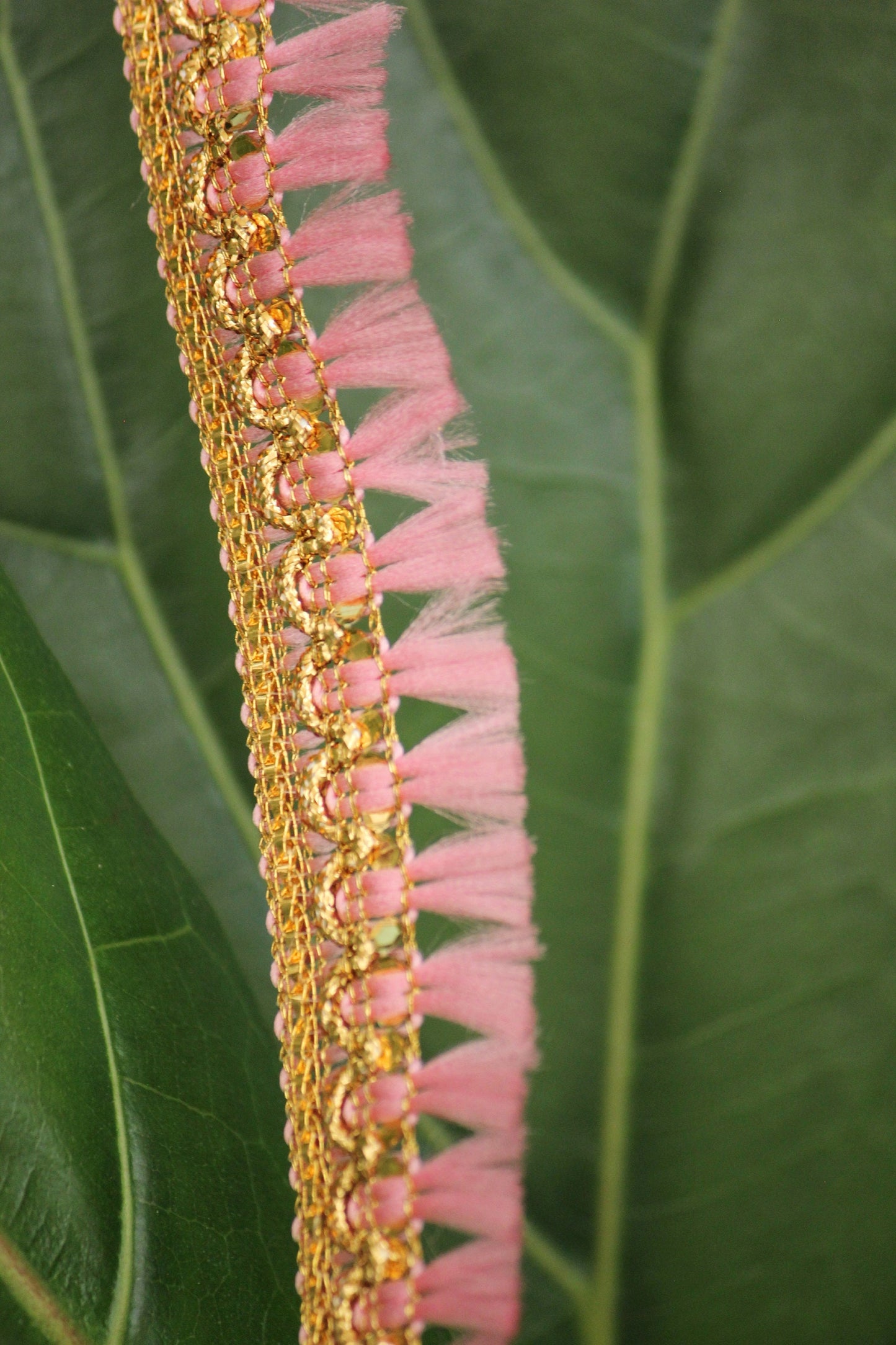 Ribbon by the yard- tassel ribbon in candy pink-woven Indian embroidery ribbon-holiday ribbon- gift wrap- wedding ribbon