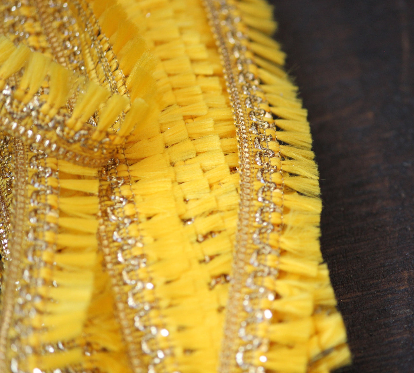 Ribbon by the yard- tassel ribbon in Lemon yellow-woven Indian embroidery ribbon-holiday ribbon- gift wrap- wedding ribbon