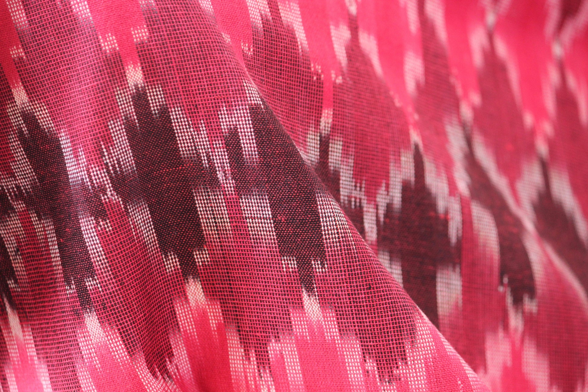 One yard-red woven cotton ikat fabric-shades of red geometric fabric-yarn dyed fabric-pink red brown fabric-yarn dyed cotton