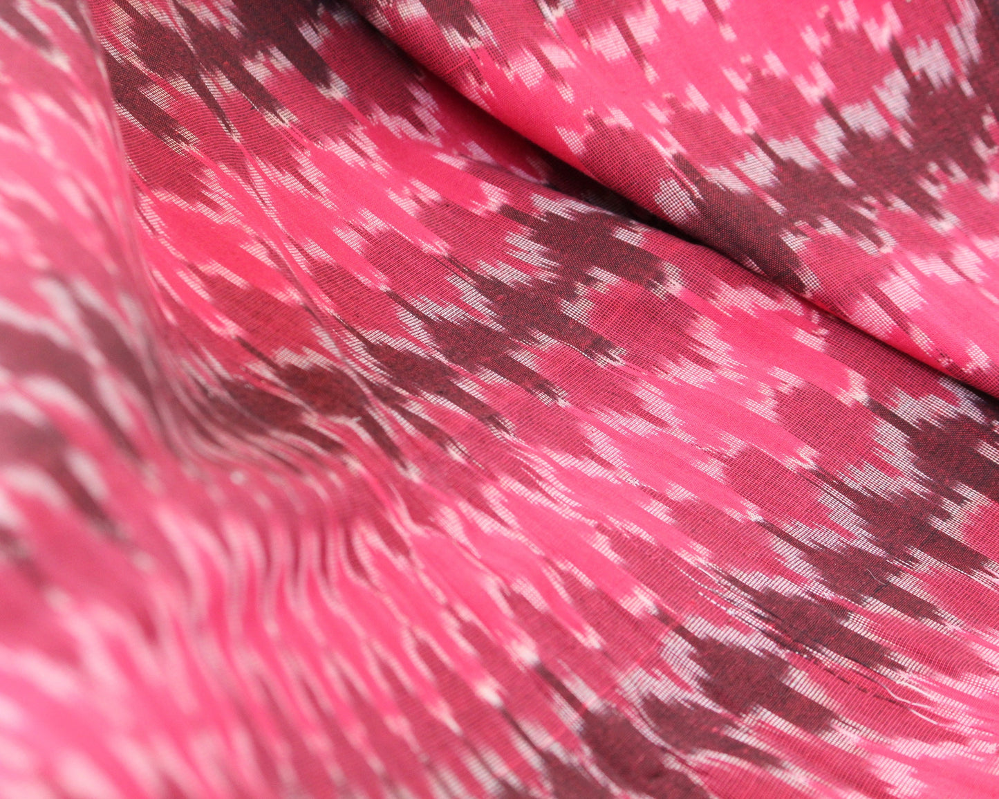 One yard-red woven cotton ikat fabric-shades of red geometric fabric-yarn dyed fabric-pink red brown fabric-yarn dyed cotton