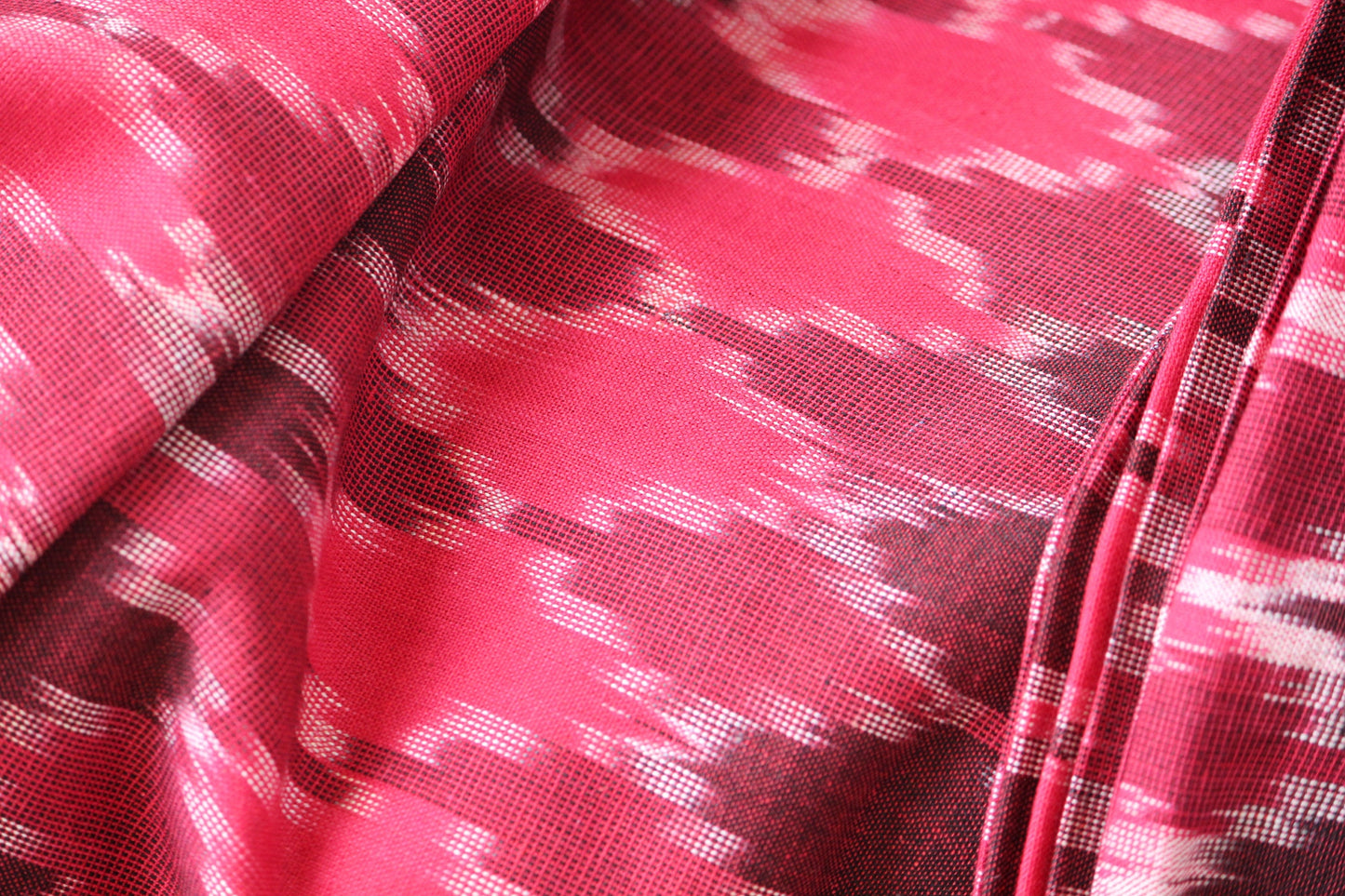 One yard-red woven cotton ikat fabric-shades of red geometric fabric-yarn dyed fabric-pink red brown fabric-yarn dyed cotton