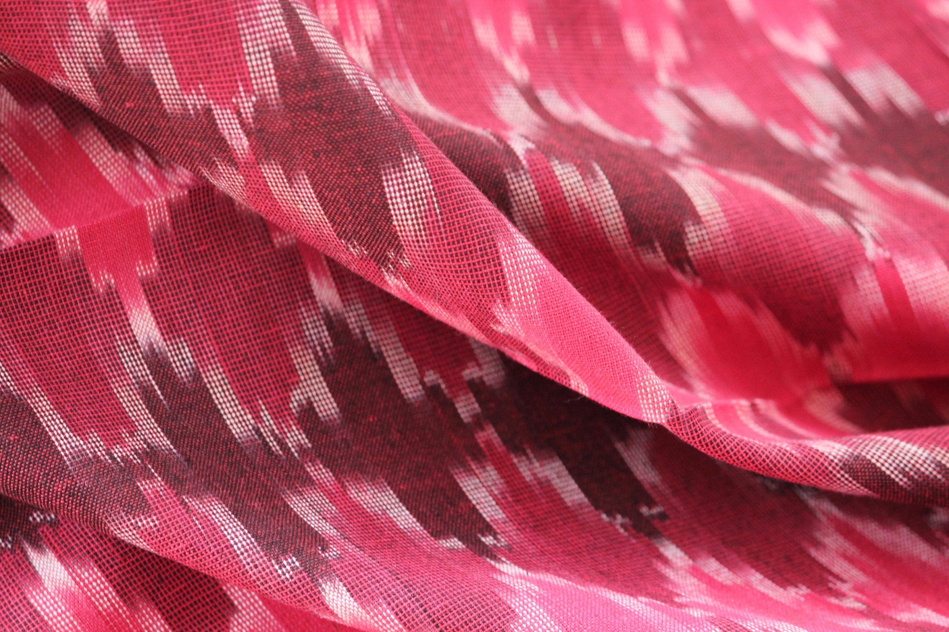 One yard-red woven cotton ikat fabric-shades of red geometric fabric-yarn dyed fabric-pink red brown fabric-yarn dyed cotton