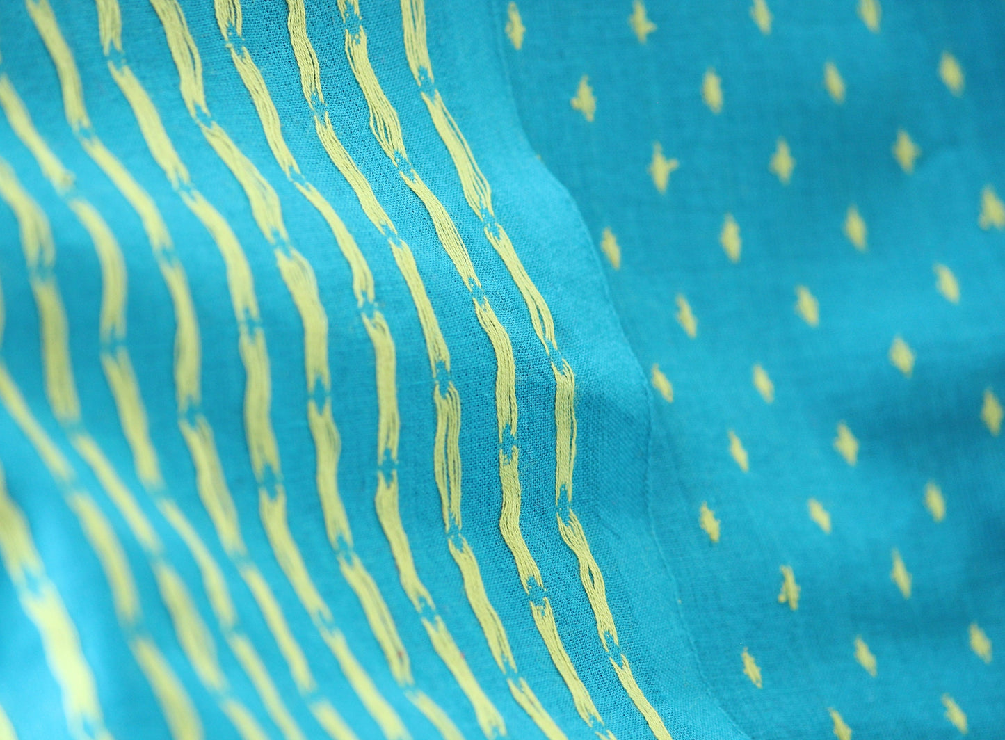 One yard-Blue with yellow dot woven dobby fabric-geometric dot blue yellow fabric-double sided woven pattern fabric-dot cotton