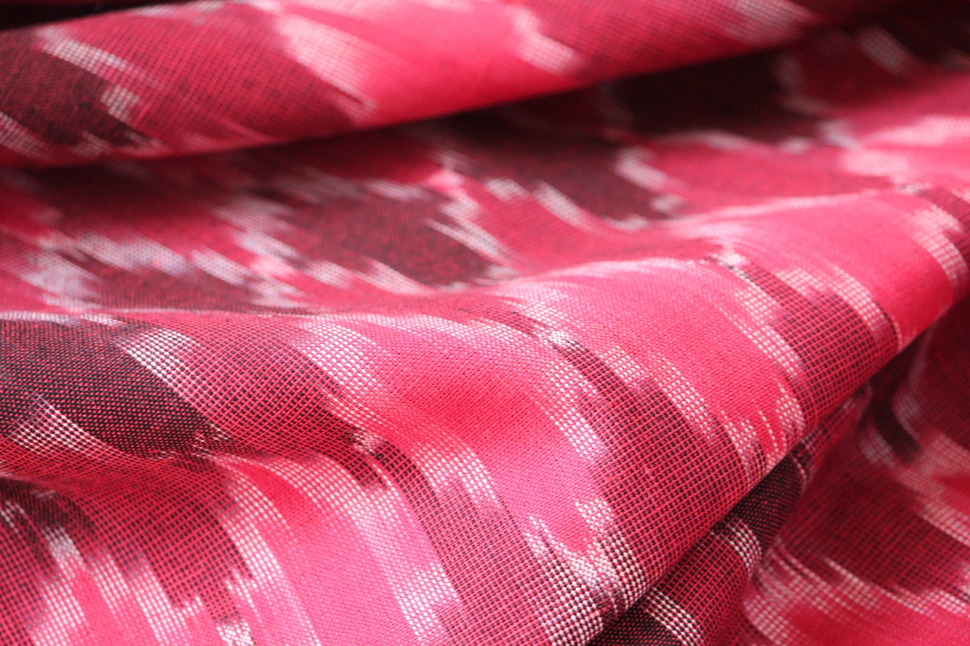 One yard-red woven cotton ikat fabric-shades of red geometric fabric-yarn dyed fabric-pink red brown fabric-yarn dyed cotton