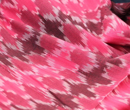 One yard-red woven cotton ikat fabric-shades of red geometric fabric-yarn dyed fabric-pink red brown fabric-yarn dyed cotton