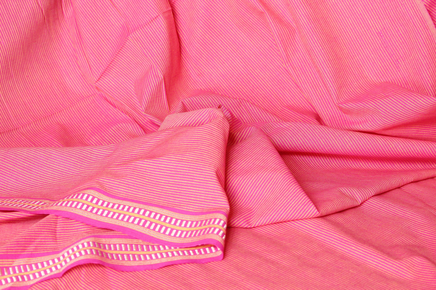 One yard-Pink yellow woven pin stripe fabric-Fuchsia stripe fabric-border pattern fabric-double sided woven pattern fabric-dot cotton