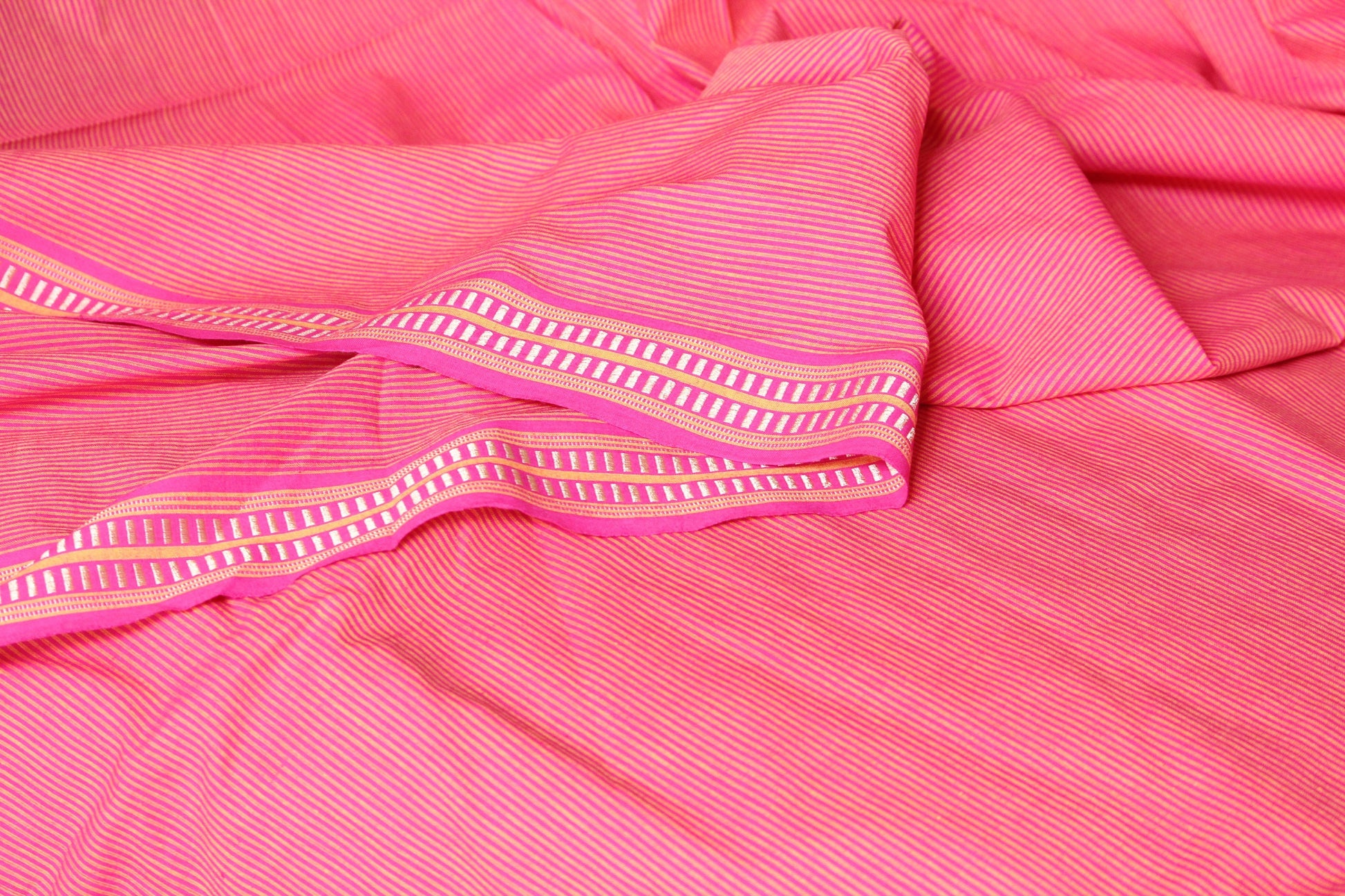 One yard-Pink yellow woven pin stripe fabric-Fuchsia stripe fabric-border pattern fabric-double sided woven pattern fabric-dot cotton