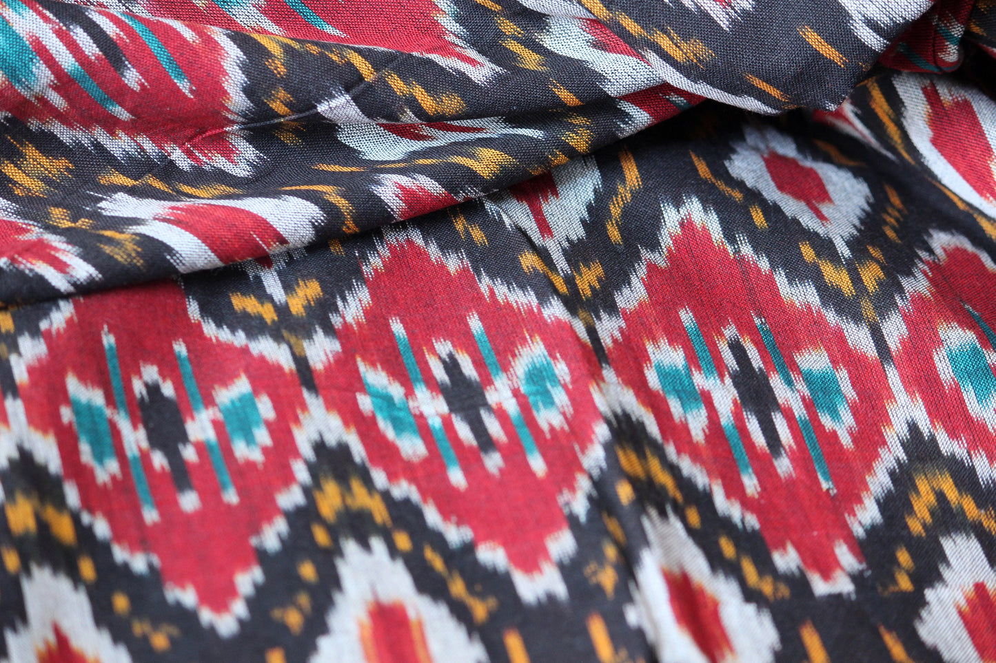 Red and black woven cotton ikat fabric-black and red geometric fabric-yarn dyed fabric-pink red brown fabric-yarn dyed cotton