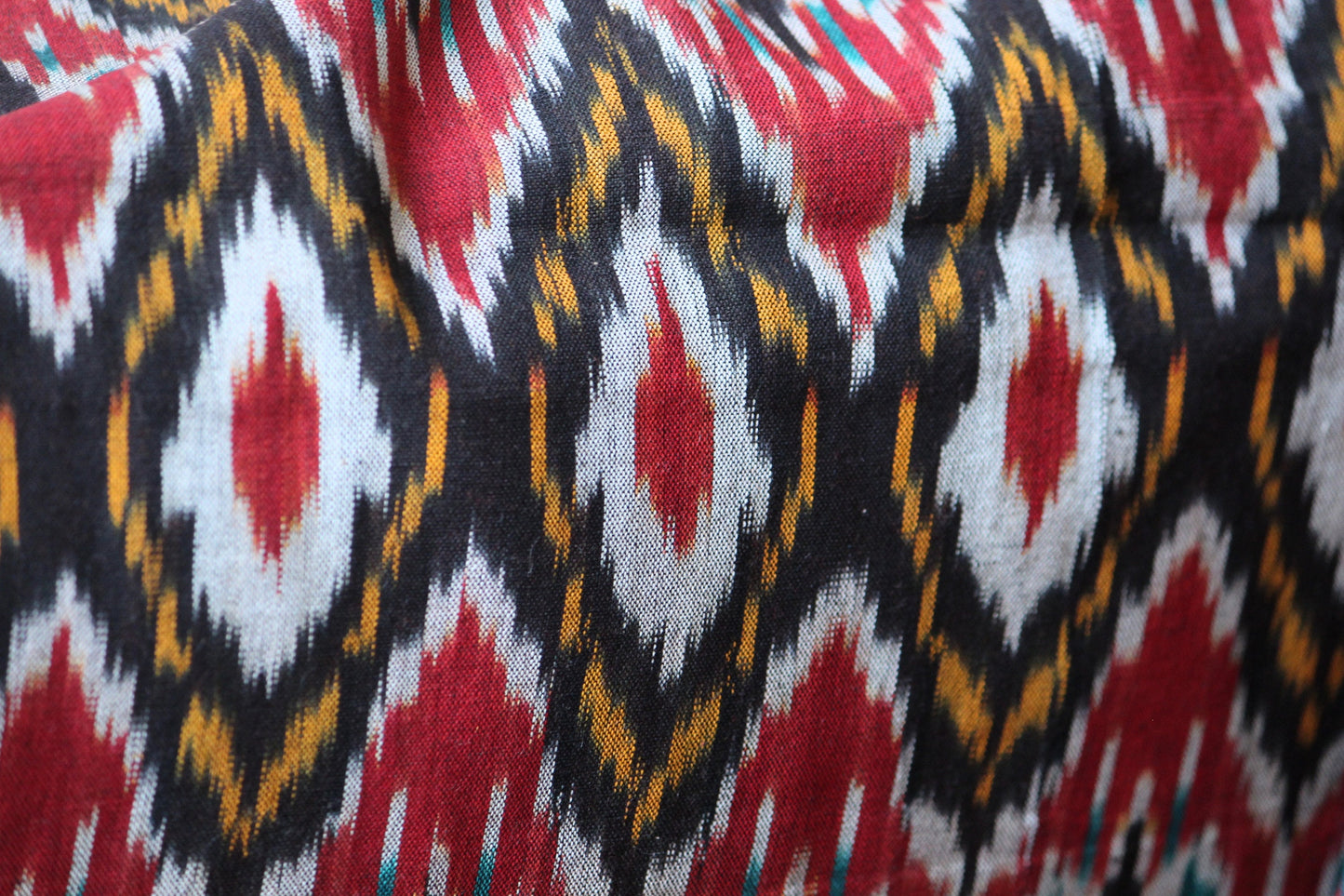 Red and black woven cotton ikat fabric-black and red geometric fabric-yarn dyed fabric-pink red brown fabric-yarn dyed cotton