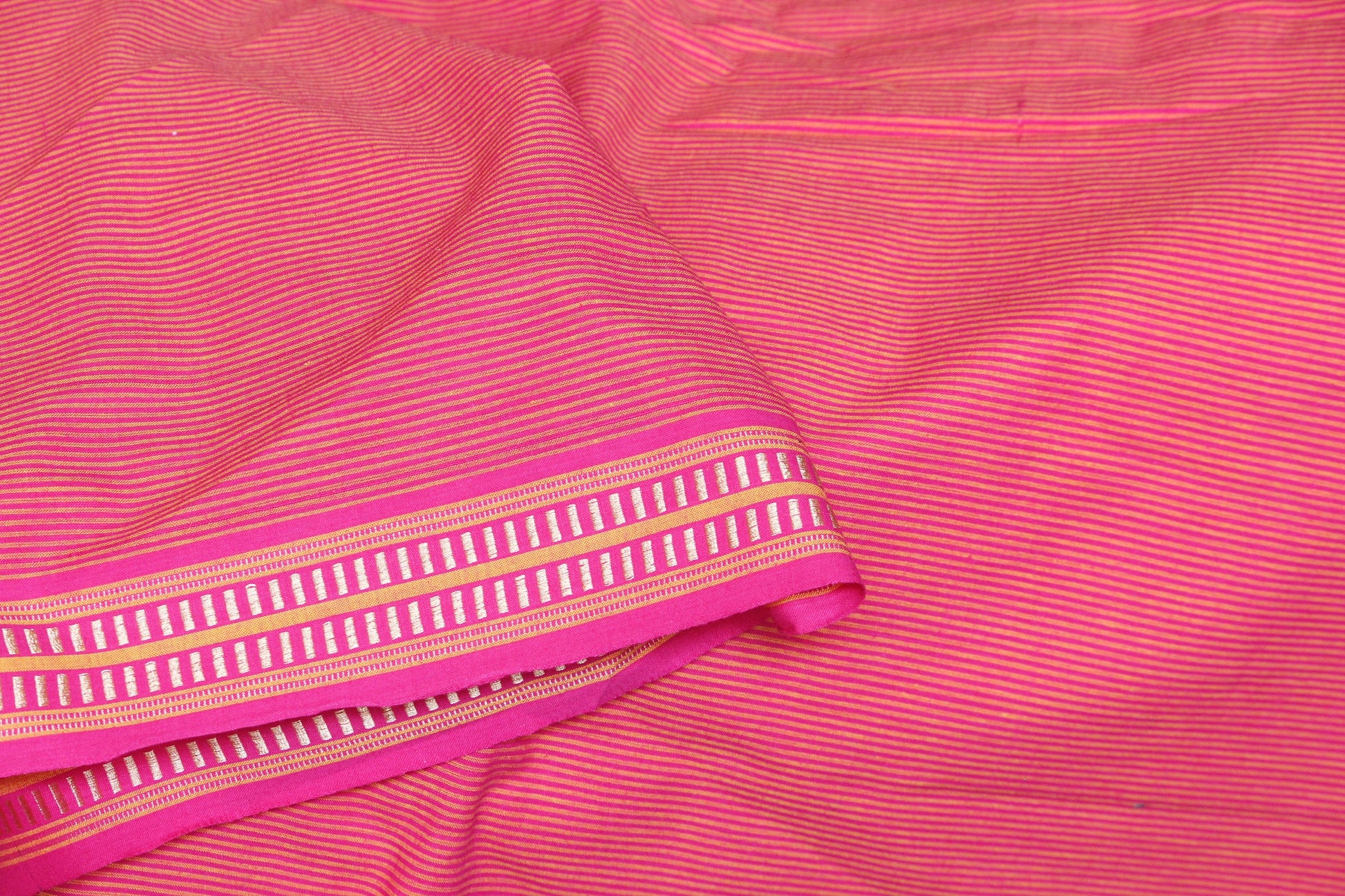One yard-Pink yellow woven pin stripe fabric-Fuchsia stripe fabric-border pattern fabric-double sided woven pattern fabric-dot cotton
