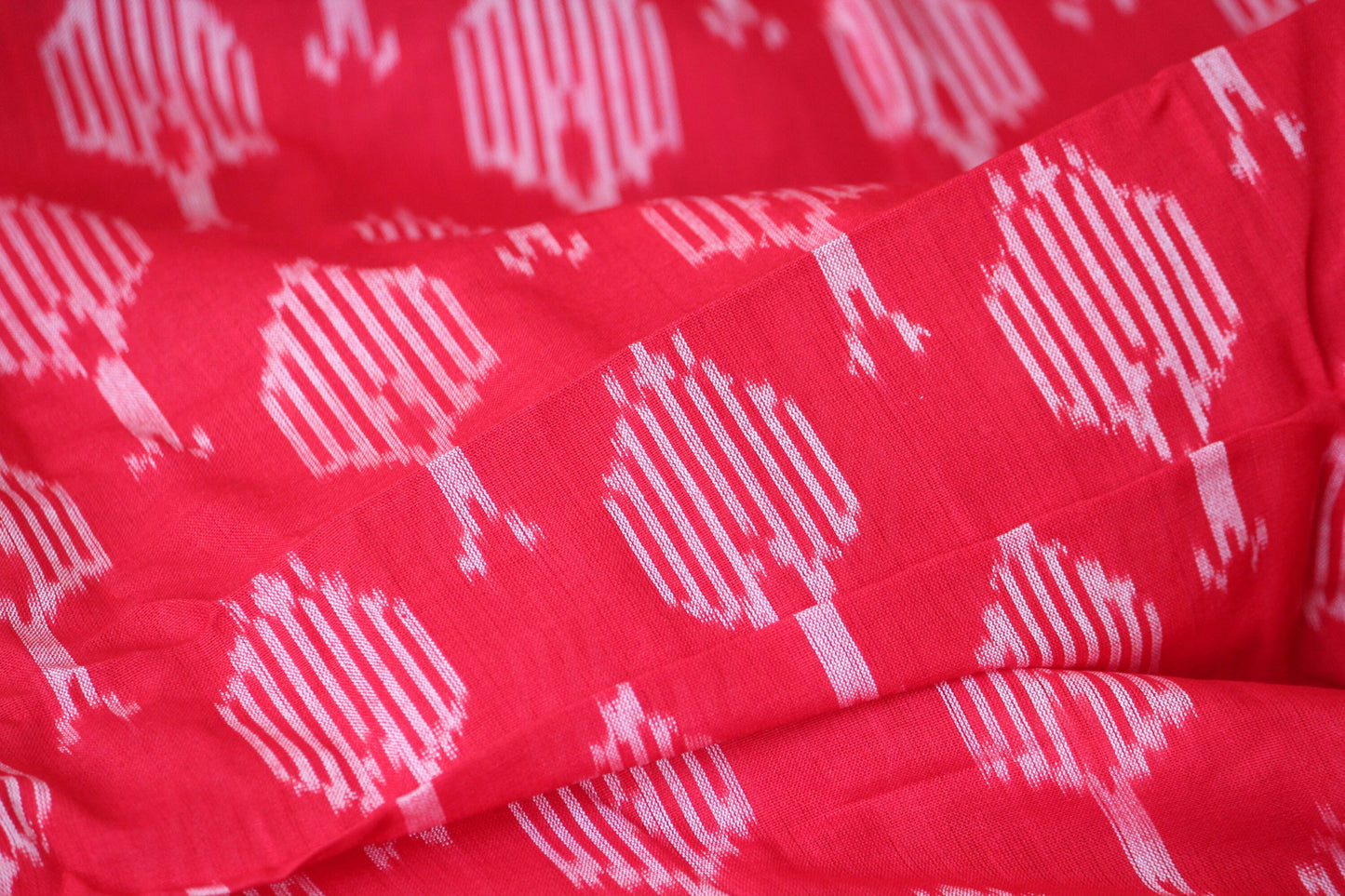 One yard-red woven cotton ikat fabric-leaf pattern fabric- red geometric fabric-blouse fabric-yarn dyed fabric-yarn dyed cotton