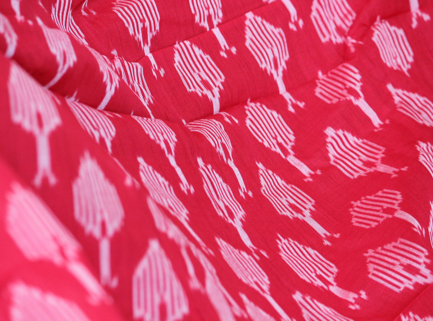 One yard-red woven cotton ikat fabric-leaf pattern fabric- red geometric fabric-blouse fabric-yarn dyed fabric-yarn dyed cotton
