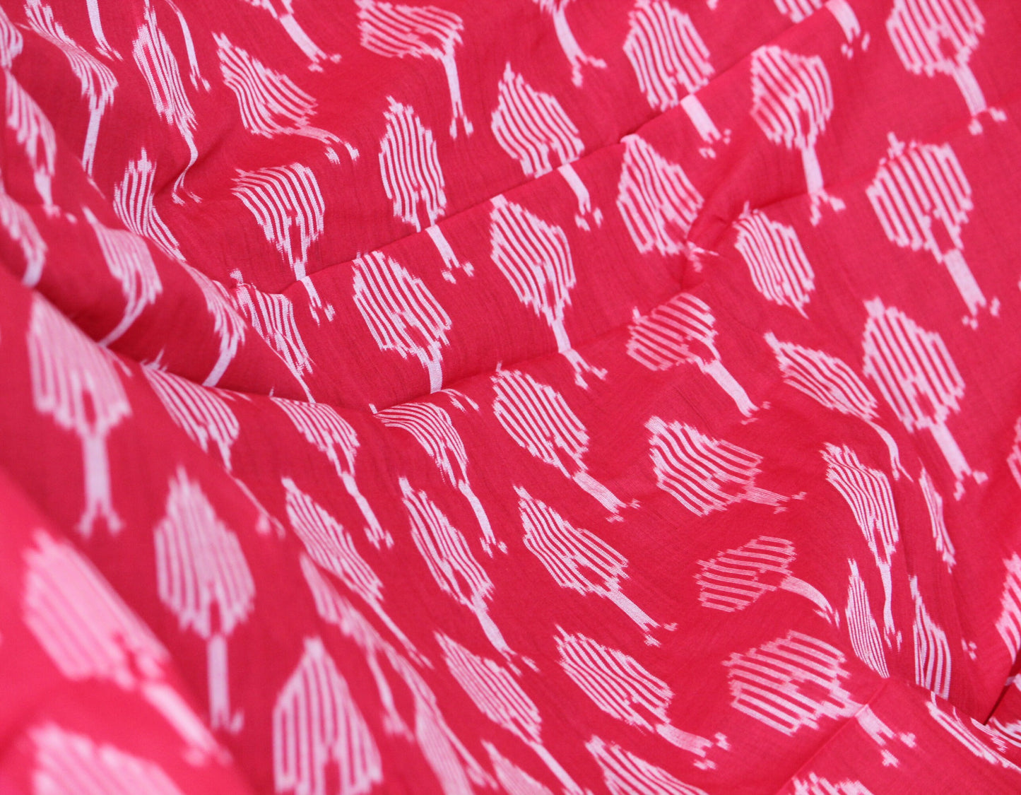 One yard-red woven cotton ikat fabric-leaf pattern fabric- red geometric fabric-blouse fabric-yarn dyed fabric-yarn dyed cotton