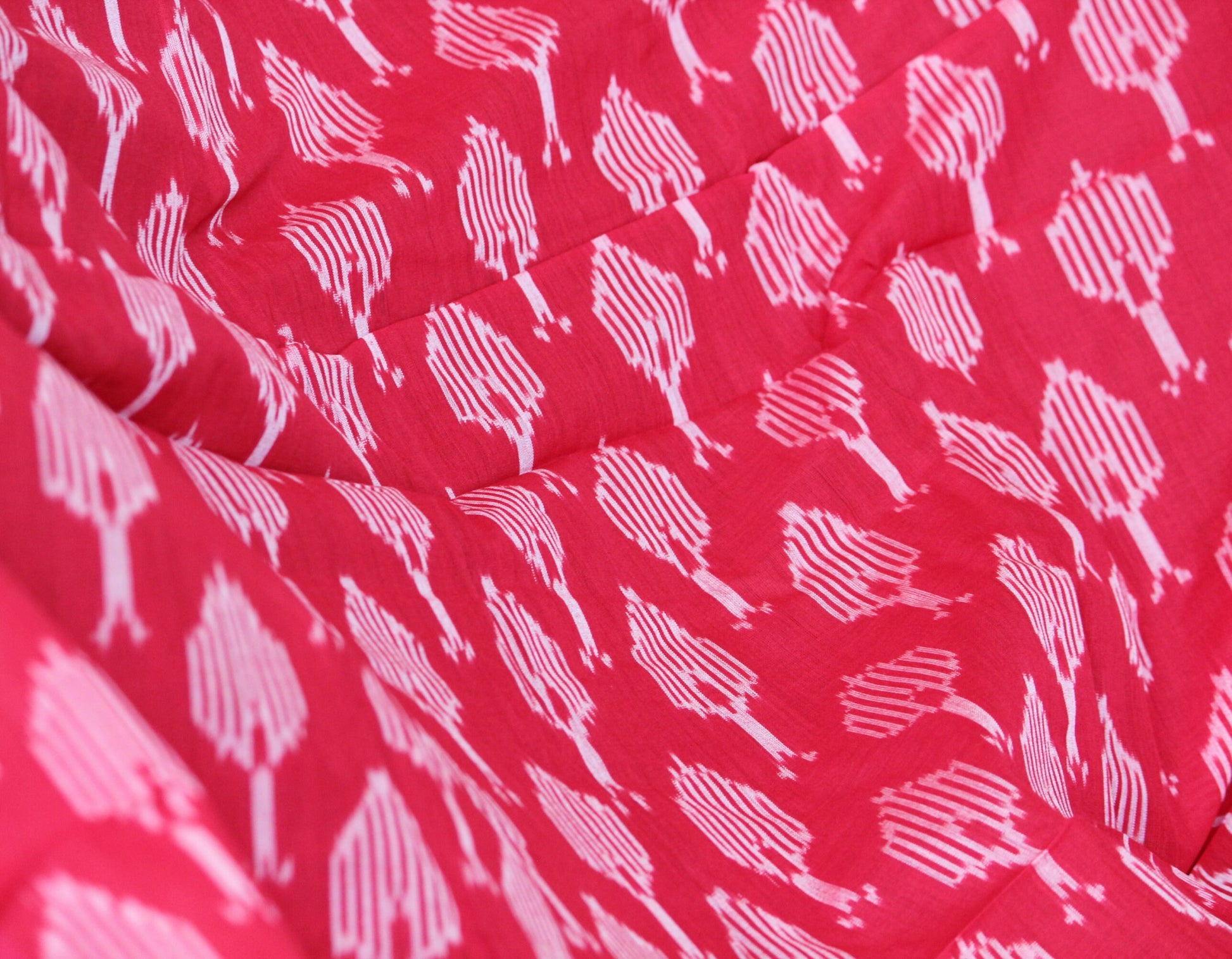 One yard-red woven cotton ikat fabric-leaf pattern fabric- red geometric fabric-blouse fabric-yarn dyed fabric-yarn dyed cotton