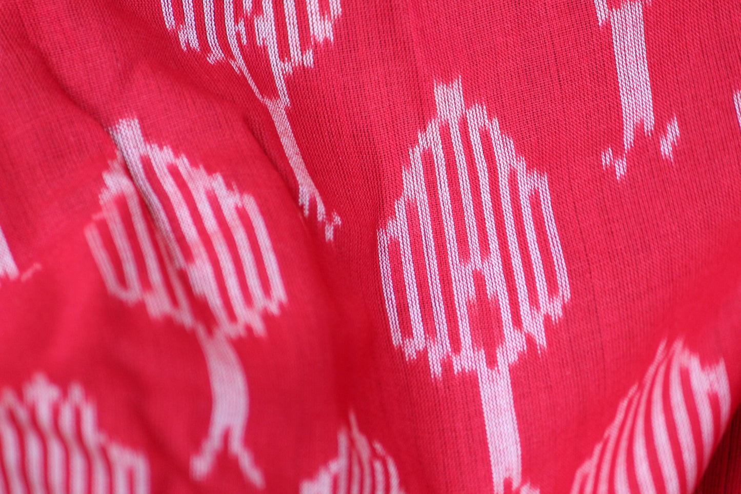One yard-red woven cotton ikat fabric-leaf pattern fabric- red geometric fabric-blouse fabric-yarn dyed fabric-yarn dyed cotton