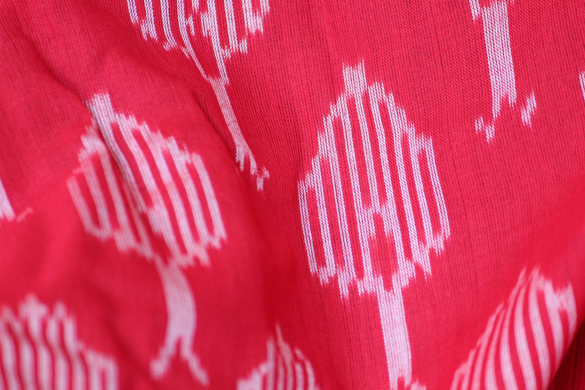 One yard-red woven cotton ikat fabric-leaf pattern fabric- red geometric fabric-blouse fabric-yarn dyed fabric-yarn dyed cotton