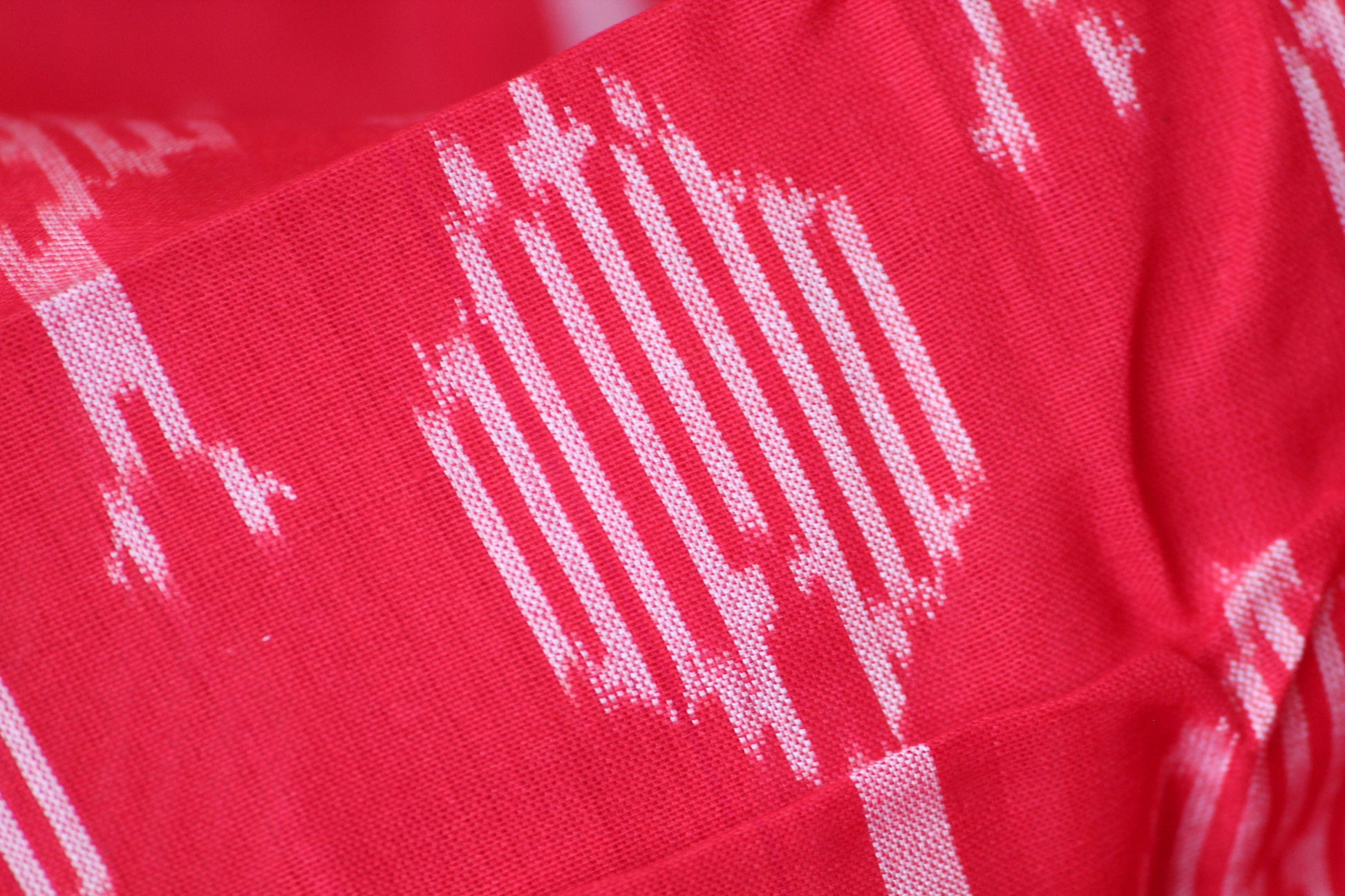 One yard-red woven cotton ikat fabric-leaf pattern fabric- red geometric fabric-blouse fabric-yarn dyed fabric-yarn dyed cotton