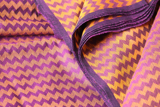 One yard-Purple and yellow chevron cotton Dobby fabric-bright chevron zigzag fabric-geometric-double sided woven pattern fabric.