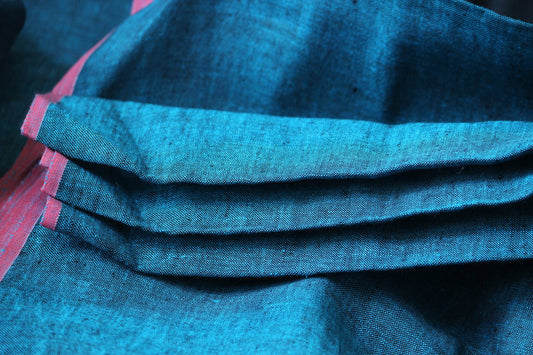 1 yard-Teal blue linen natural plant based fabric- Teal blue and black warp and weft -Gorgeous natural linen fabric-aqua blue linen