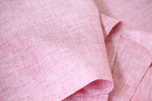 1 yard-baby pink linen natural plant based fabric- Red and white warp and weft-blush pink -Gorgeous natural linen fabric-pink rose linen