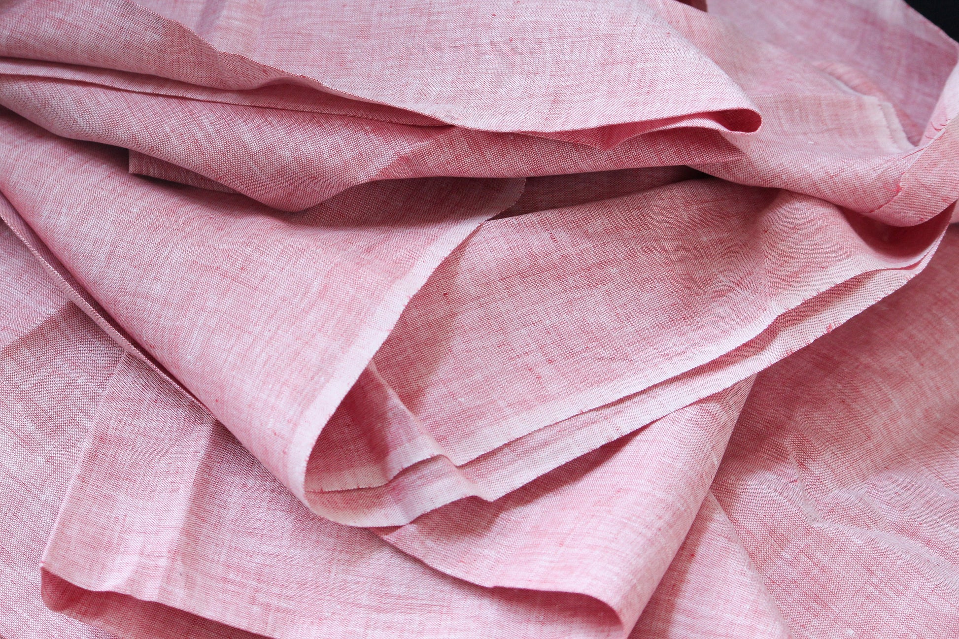 1 yard-baby pink linen natural plant based fabric- Red and white warp and weft-blush pink -Gorgeous natural linen fabric-pink rose linen