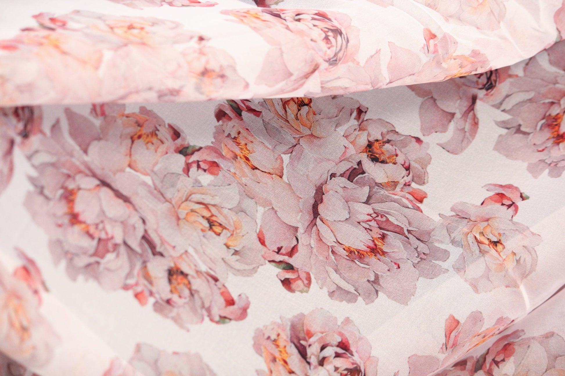 Blush pink organza fabric by the yard-Gorgeous watercolor look roses printed