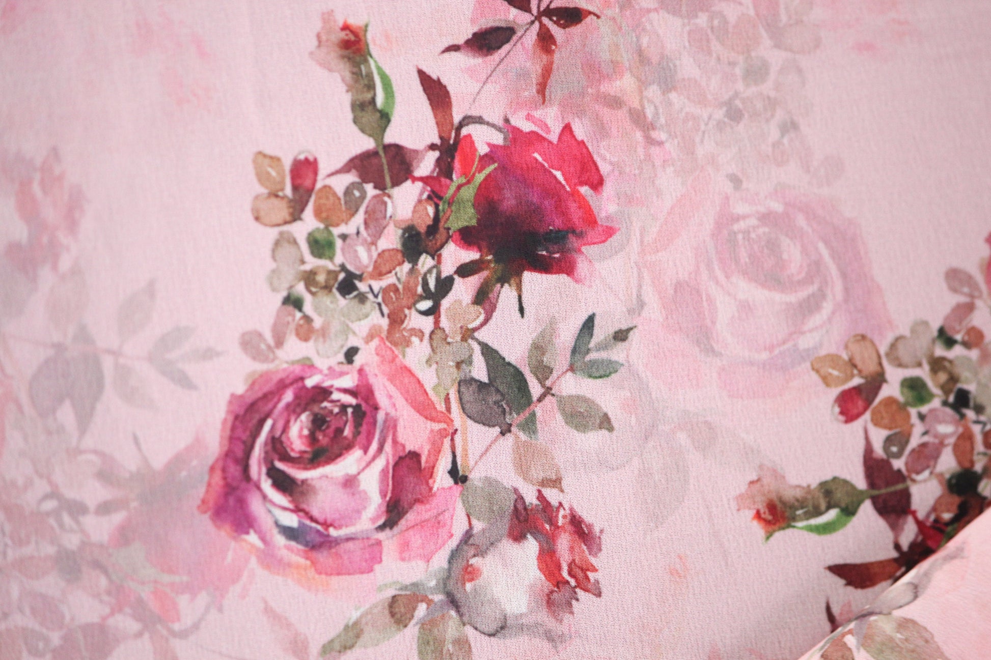 1 yard-Blush pink chiffon-Gorgeous watercolor look roses printed organza fabric-floral fabric-bridesmaid fabric-lingerie chiffon print