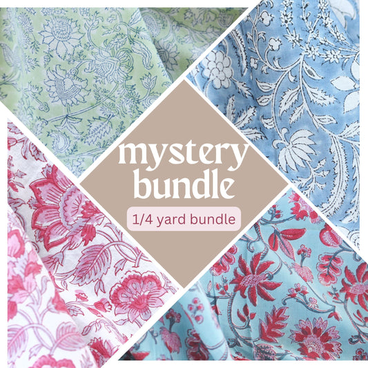 MYSTERY bundle-set of 10 fabrics-1/4 yard each-fun bundle-surprise gift bundle-cotton block print bundle-craft fabric bundle