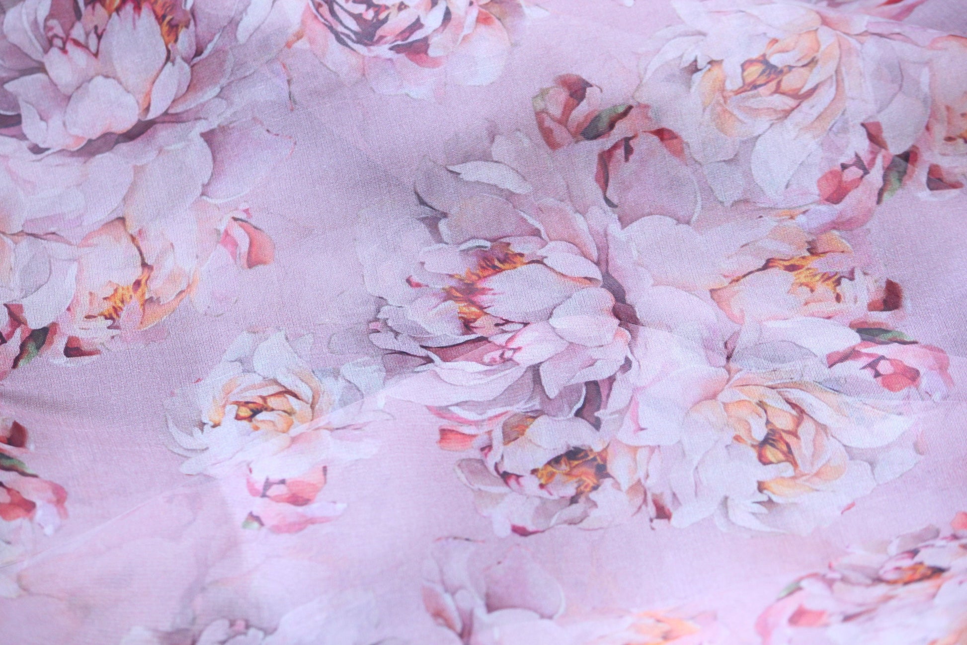 1 yard-Blush pink organza fabric by the yard-Gorgeous watercolor look roses printed organza -floral fabric-print pink roses-sheer fabric
